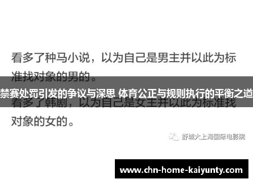 禁赛处罚引发的争议与深思 体育公正与规则执行的平衡之道